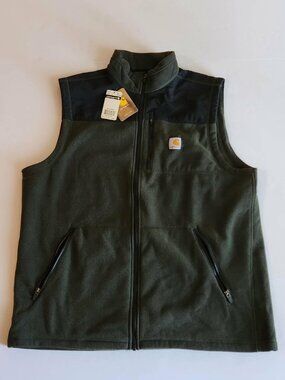 Men's Carhartt Vest XL Full Zip Fallon Fleece Relaxed Fit Olive Green New